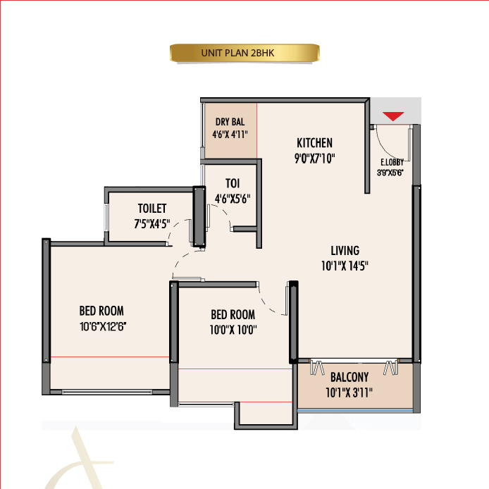 2 BHK Floor Plan